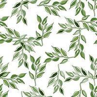 Seamless pattern branches with leaves. Organic background. vector