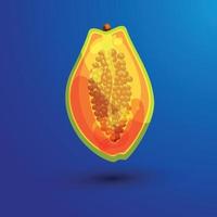 Papaya fruit. Half. Exotic summer vegetarian organic food. vector