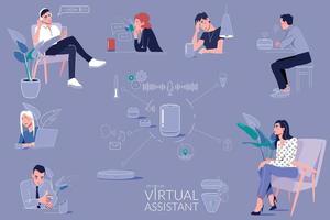 Smart Virtual Assistant Flowchart vector