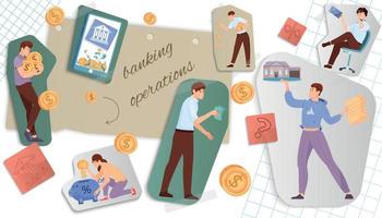 Banking Services Flat Collage vector