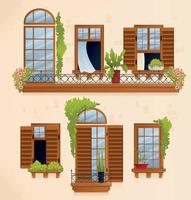 Vintage House Balcony Composition vector