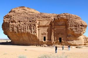 Beautiful daytime view of Al Hegra, Madain Saleh archaeological site in Al Ula, Saudi Arabia. photo