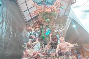 Ogoh-ogoh is a Balinese traditional giant puppet made of bamboo and paper mache, representing evil spirits. It's paraded around before the Nyepi Day to ward off negativity. photo