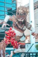 Ogoh-ogoh is a Balinese traditional giant puppet made of bamboo and paper mache, representing evil spirits. It's paraded around before the Nyepi Day to ward off negativity. photo