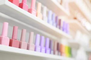 nail polish on the beauty salon shelf photo