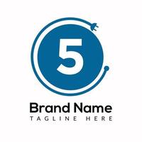 Socket Template On 5 Letter. Socket Logo Design Concept vector