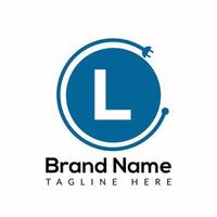 Socket Template On L Letter. Socket Logo Design Concept vector