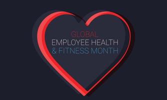 Global Employee Health and Fitness Month. Template for background, banner, card, poster. vector