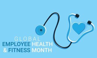 Global Employee Health and Fitness Month. Template for background, banner, card, poster. vector