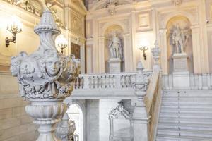 Turin, Italy - Royal Palace entrance - luxury elegant marble stairway. photo