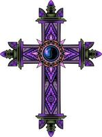 Christ cross design with classic style engraving ornament for elements, editable color vector