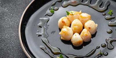 sea scallop fresh seafood fried meal food snack on the table copy space food background photo