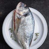 raw fish sea bream fresh seafood meal food snack on the table copy space food background photo