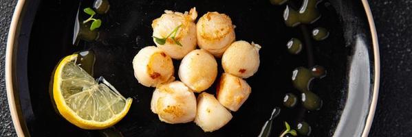 sea scallop fresh seafood fried meal food snack on the table copy space food background photo