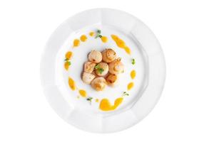 sea scallop fresh seafood fried meal food snack on the table copy space food background photo