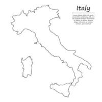 Simple outline map of Italy, in sketch line style vector