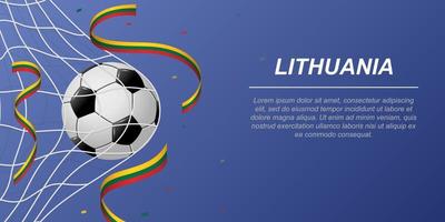 Soccer background with flying ribbons in colors of the flag of Lithuania vector