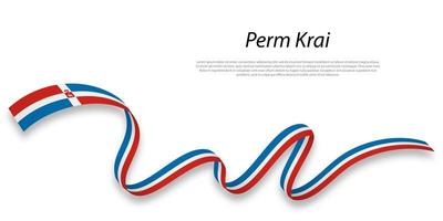 Waving ribbon or stripe with flag of Perm Krai vector