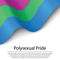 Waving flag of Polysexual Pride on white background. Banner or r vector