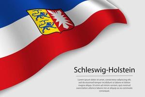 Wave flag of Schleswig-Holstein is a state of Germany. Banner or vector