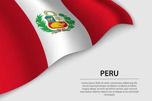 Wave flag of Peru on white background. Banner or ribbon vector t