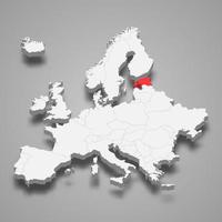 Estonia country location within Europe 3d map vector