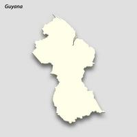 3d isometric map of Guyana isolated with shadow vector