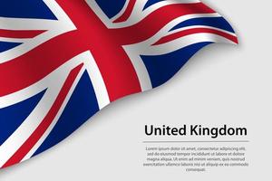 Wave flag of United Kingdom on white background. Banner or ribbo vector