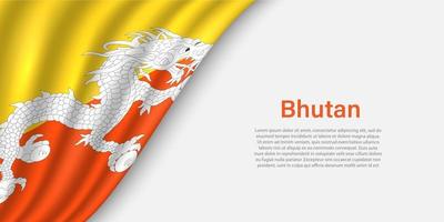 Wave flag of Bhutan on white background. vector