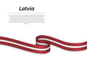 Waving ribbon or banner with flag of Latvia. Template for indepe vector