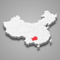 provincia ubicación dentro China 3d mapa modelo para tu diseño vector