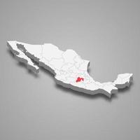 Mexico State region location within Mexico 3d map vector