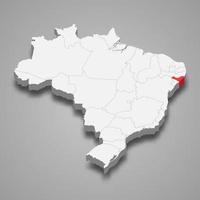 state location within Brazil 3d map Template for your design vector