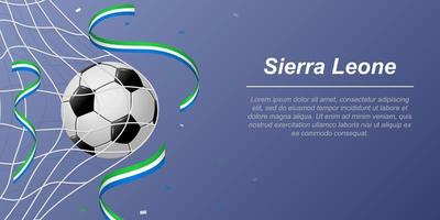 Soccer background with flying ribbons in colors of the flag of Sierra Leone vector