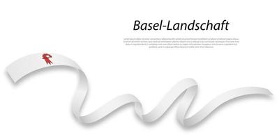 Waving ribbon or stripe with flag of Basel-Landschaft vector