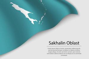 Wave flag of Sakhalin Oblast is a region of Russia vector