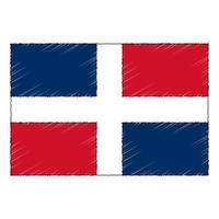 Hand drawn sketch flag of Dominican Republic. doodle style icon vector