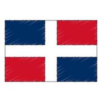 mano dibujado bosquejo bandera de dominicano república. garabatear estilo icono vector