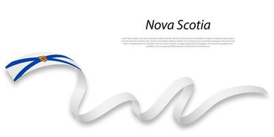 Waving ribbon or stripe with flag of Nova Scotia vector