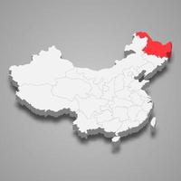 province location within China 3d map Template for your design vector