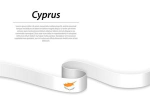 Waving ribbon or banner with flag of Cyprus. Template for independence day vector