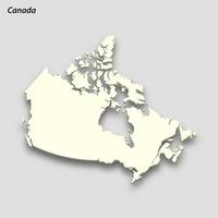 3d isometric map of Canada isolated with shadow vector