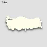 3d isometric map of Turkey isolated with shadow vector