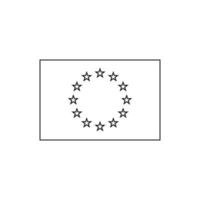 Black outline flag of European Union.Thin line icon vector