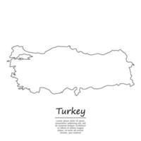 Simple outline map of Turkey, in sketch line style vector