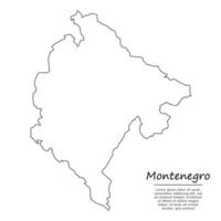 Simple outline map of Montenegro, silhouette in sketch line styl vector