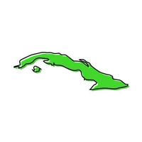 Simple outline map of Cuba. Stylized line design vector