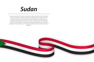 Waving ribbon or banner with flag of Sudan vector