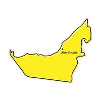 Simple outline map of United Arab Emirates with capital location vector