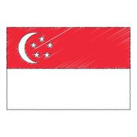 Hand drawn sketch flag of Singapore. Doodle style icon vector